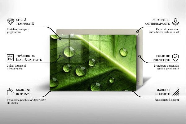Protetor de fogão de vidro Orvalho e folha da natureza