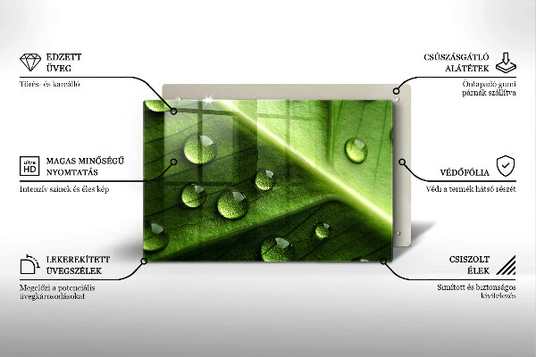 Protetor de fogão de vidro Orvalho e folha da natureza