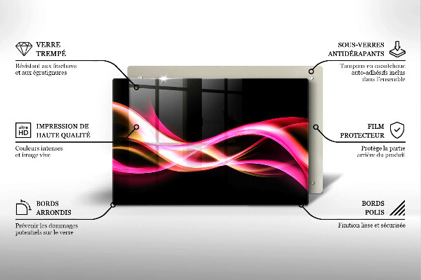 Protetor de fogão de vidro Fumaça neon abstrata