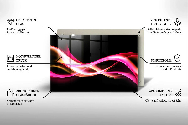 Protetor de fogão de vidro Fumaça neon abstrata