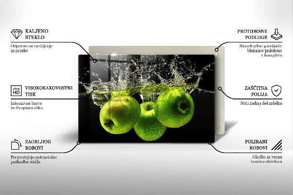 Protetor em vidro para fogão Maçãs verdes e água