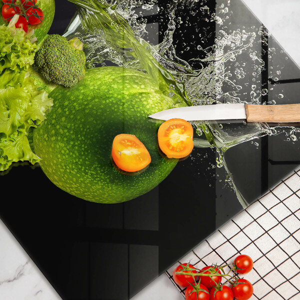 Protetor em vidro para fogão Maçãs verdes e água