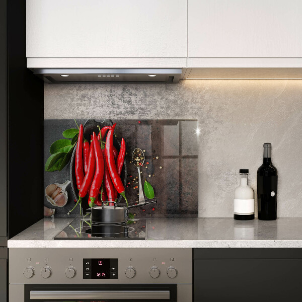 Protetor de fogão de vidro Pimentas vermelhas