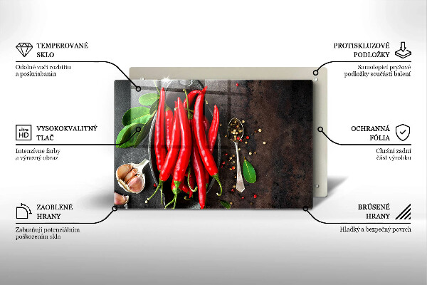 Protetor de fogão de vidro Pimentas vermelhas