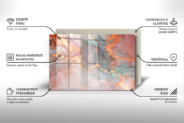 Protetor em vidro para fogão Mármore com ouro