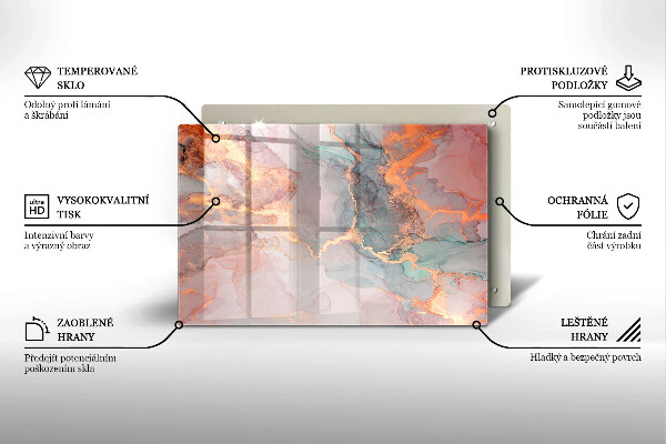 Protetor em vidro para fogão Mármore com ouro