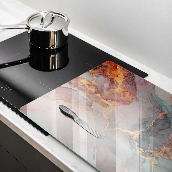 Protetor em vidro para fogão Mármore com ouro