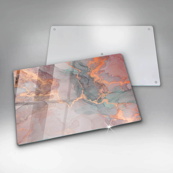 Protetor em vidro para fogão Mármore com ouro