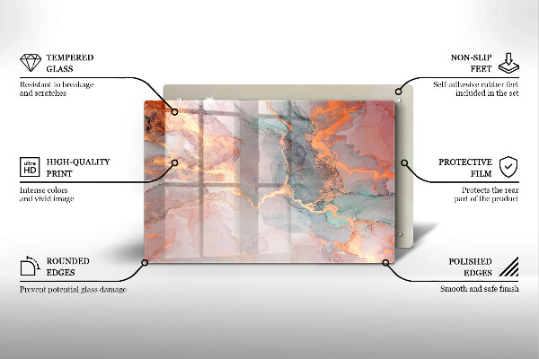 Protetor em vidro para fogão Mármore com ouro