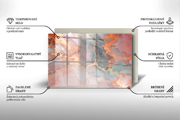Protetor em vidro para fogão Mármore com ouro