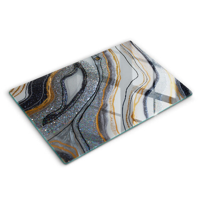 Protetor para fogão de vidro pedra com ouro