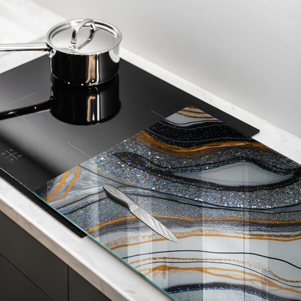 Protetor para fogão de vidro pedra com ouro