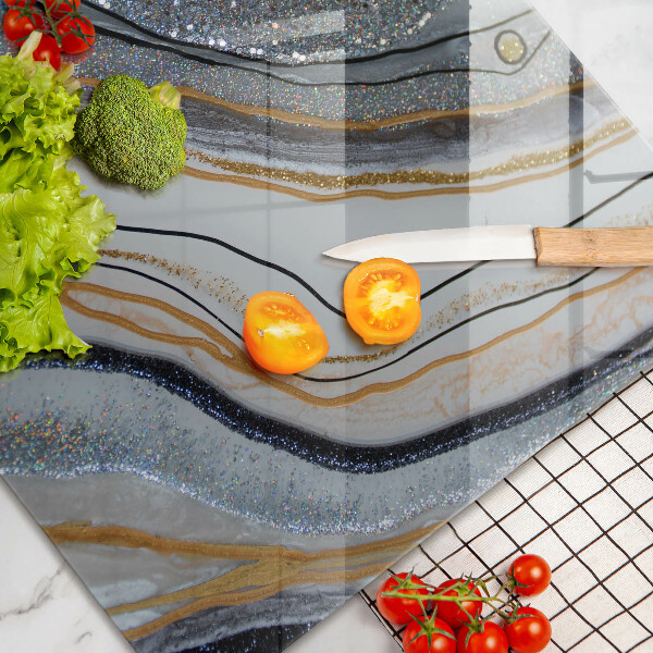 Protetor para fogão de vidro pedra com ouro