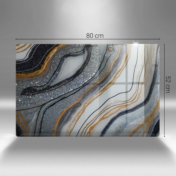 Protetor para fogão de vidro pedra com ouro