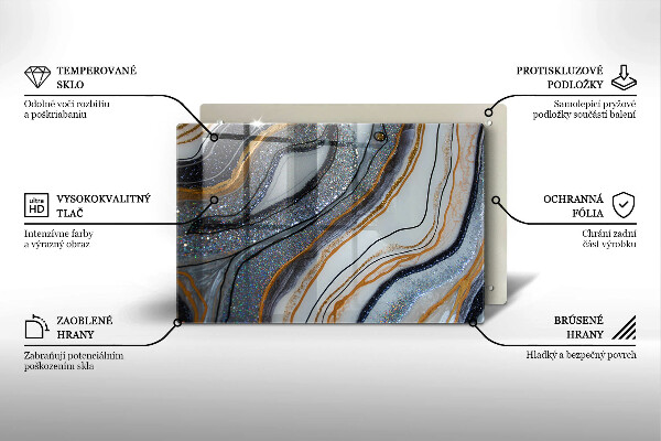 Protetor para fogão de vidro pedra com ouro