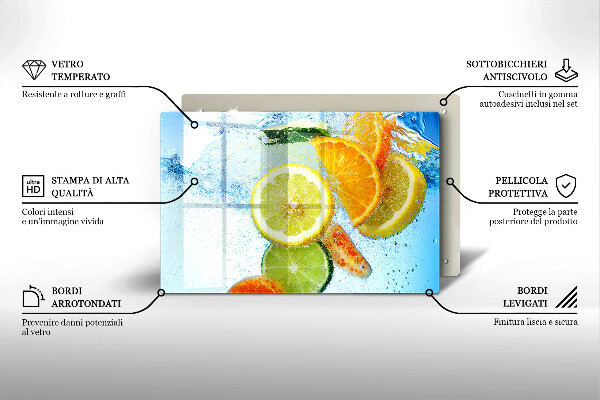 Protetor em vidro para fogão Água cítrica suculenta