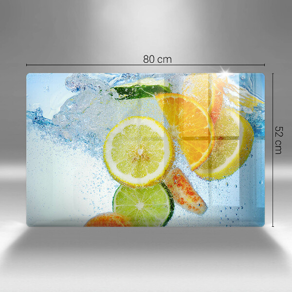 Protetor em vidro para fogão Água cítrica suculenta