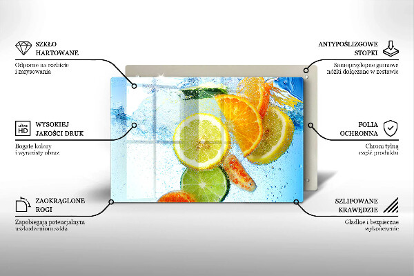 Protetor em vidro para fogão Água cítrica suculenta