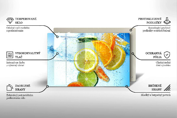 Protetor em vidro para fogão Água cítrica suculenta