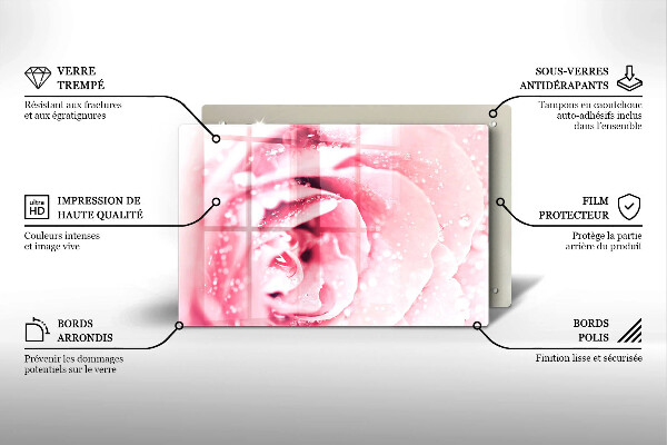 Cobertura placa vitrocerámica Gotas de orvalho e flor de rosa