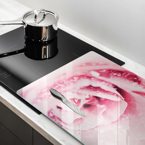 Cobertura placa vitrocerámica Gotas de orvalho e flor de rosa