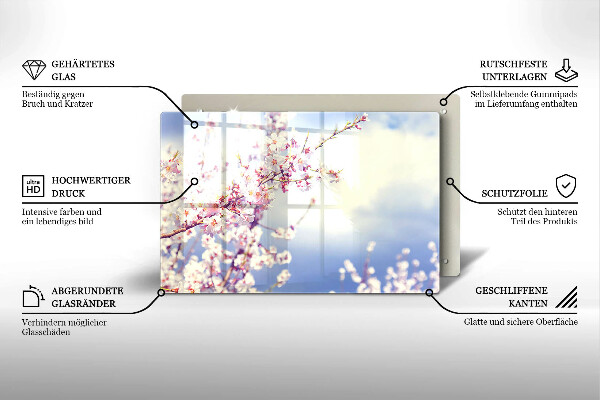 Protetor em vidro para fogão Árvore florida