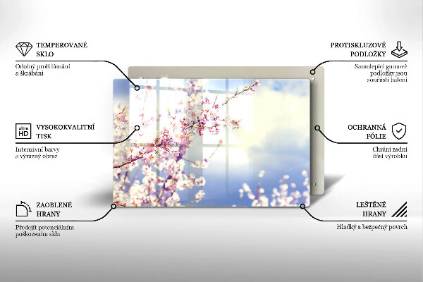 Protetor em vidro para fogão Árvore florida