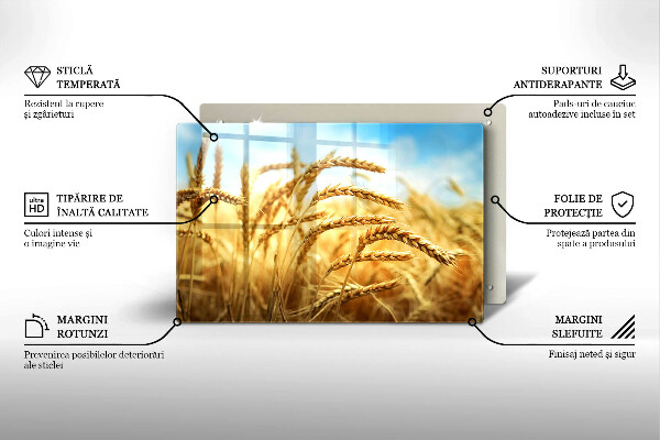 Protetor para fogão de vidro Espigas de grãos no campo