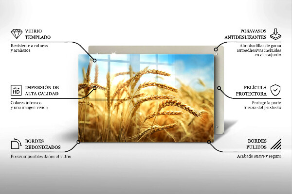 Protetor para fogão de vidro Espigas de grãos no campo