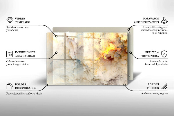 Protetor para fogão de vidro Textura de mármore com ouro