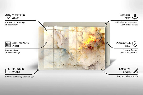 Protetor para fogão de vidro Textura de mármore com ouro