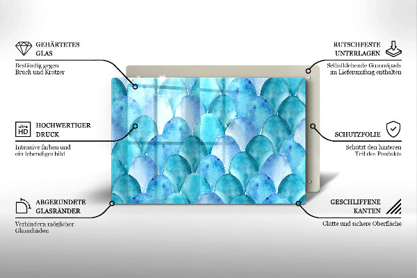 Protetor de fogão de vidro Escamas de aquarela