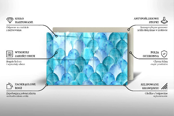 Protetor de fogão de vidro Escamas de aquarela