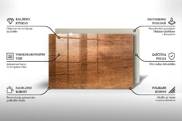 Protetor de fogão de vidro Textura de madeira