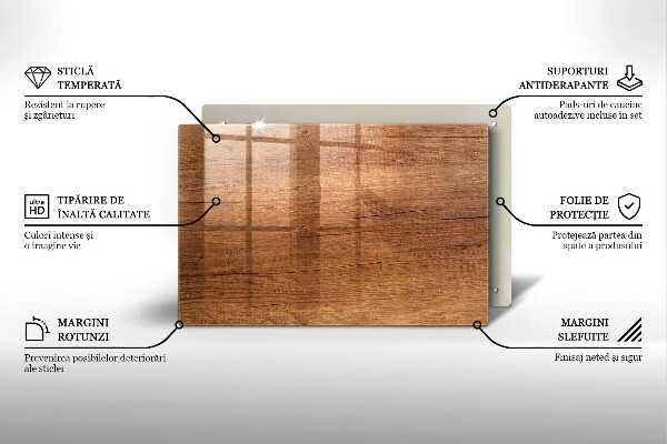 Protetor de fogão de vidro Textura de madeira