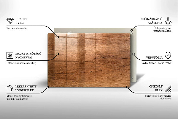 Protetor de fogão de vidro Textura de madeira