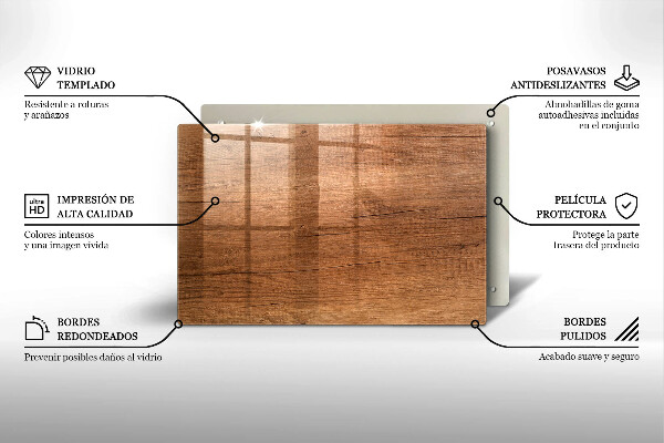 Protetor de fogão de vidro Textura de madeira