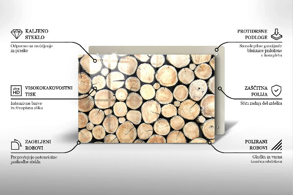 Protetor em vidro para fogão Troncos de árvores de madeira