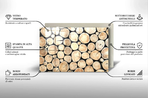 Protetor em vidro para fogão Troncos de árvores de madeira