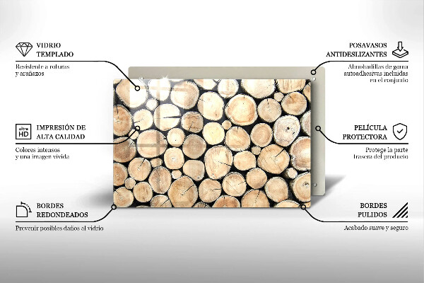 Protetor em vidro para fogão Troncos de árvores de madeira