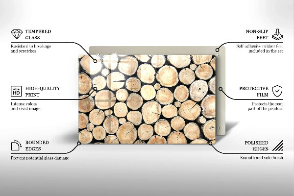 Protetor em vidro para fogão Troncos de árvores de madeira