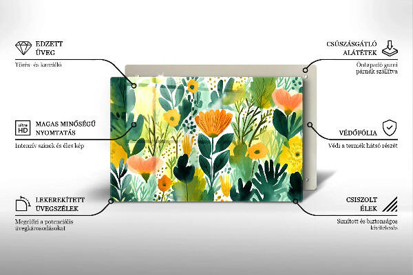 Protetor de fogão de vidro Flores pintadas