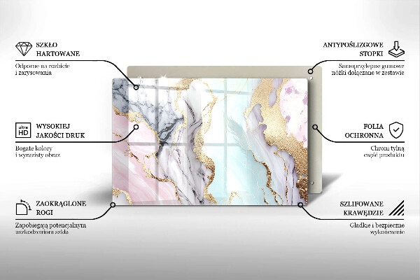 Protetor de fogão de vidro Mármore pastel