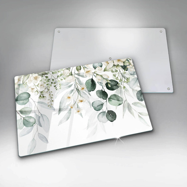 Protetor para fogão de vidro Plantas em aquarela