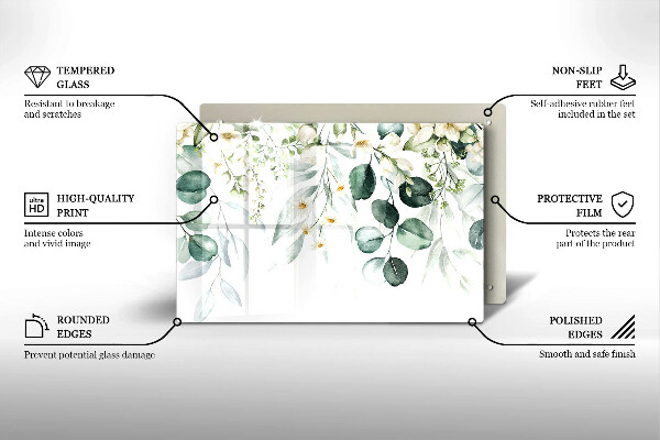 Protetor para fogão de vidro Plantas em aquarela