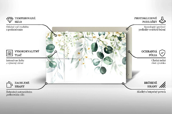 Protetor para fogão de vidro Plantas em aquarela