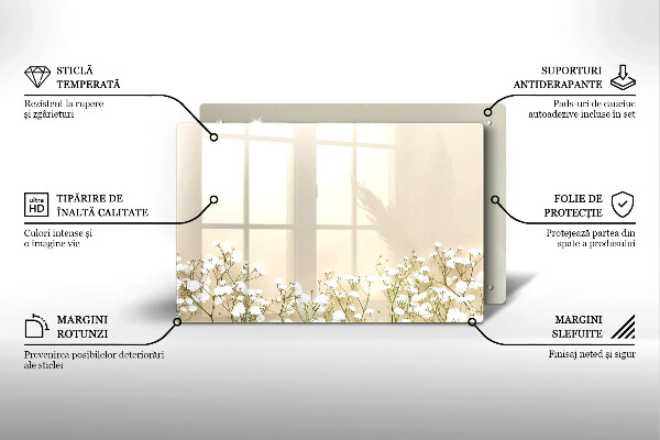 Protetor para fogão de vidro Flores boho de Gypsophila