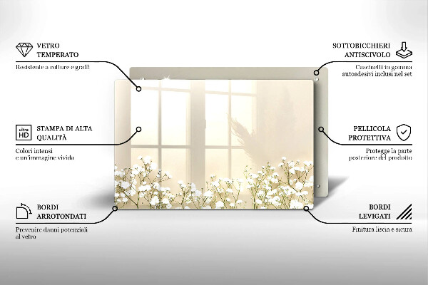 Protetor para fogão de vidro Flores boho de Gypsophila