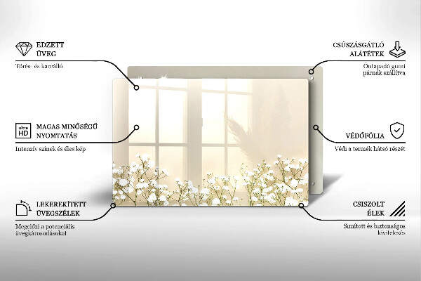 Protetor para fogão de vidro Flores boho de Gypsophila