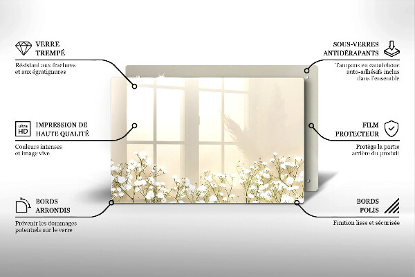 Protetor para fogão de vidro Flores boho de Gypsophila